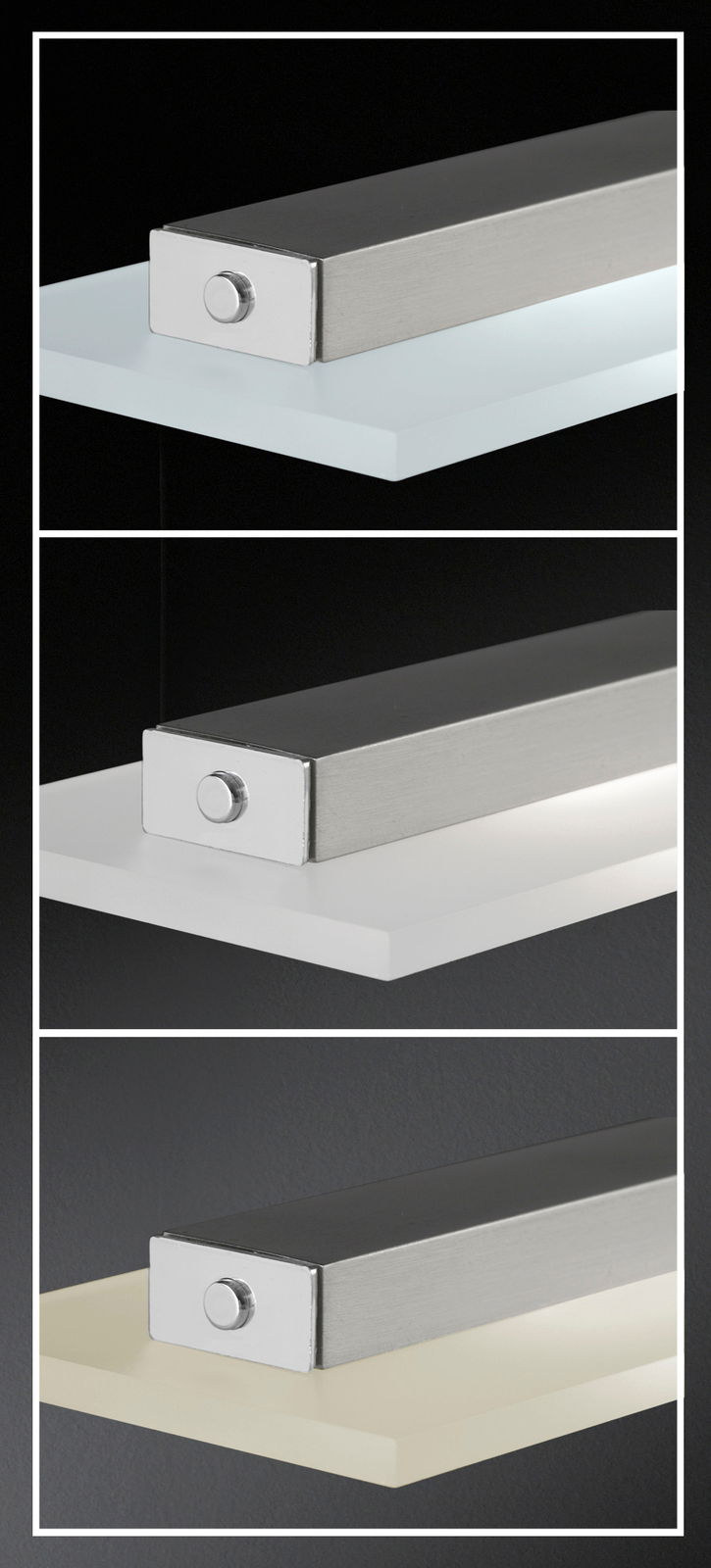 Nahaufnahme der modernen Pendelleuchte Largo aus gebürstetem Metall, seitliche Perspektive.