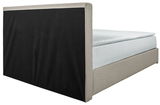 Boxbett 140 mit beigem Rahmen und schwarzem Kopfteil, seitliche Perspektive