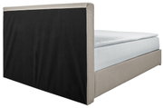 Boxbett 140 mit beigem Rahmen und schwarzem Kopfteil, seitliche Perspektive