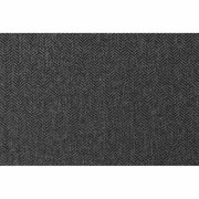 Nahaufnahme eines dunkelgrauen Stoffes mit Fischgrätenmuster, von oben betrachtet.