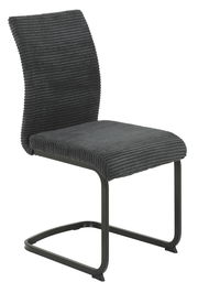 Moderner Schwingstuhl FABIA in dunklem Stoffbezug, seitliche Perspektive