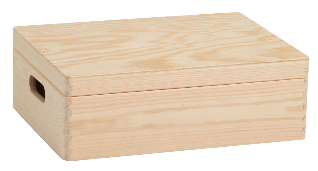 Holz-Allzweckkiste mit Deckel, seitliche Perspektive