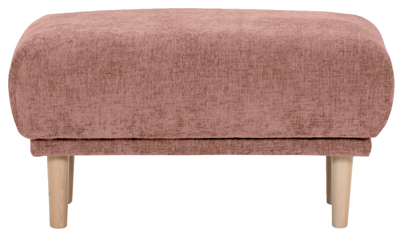 Rosa Hocker mit Holzbeinen, Vorderansicht
