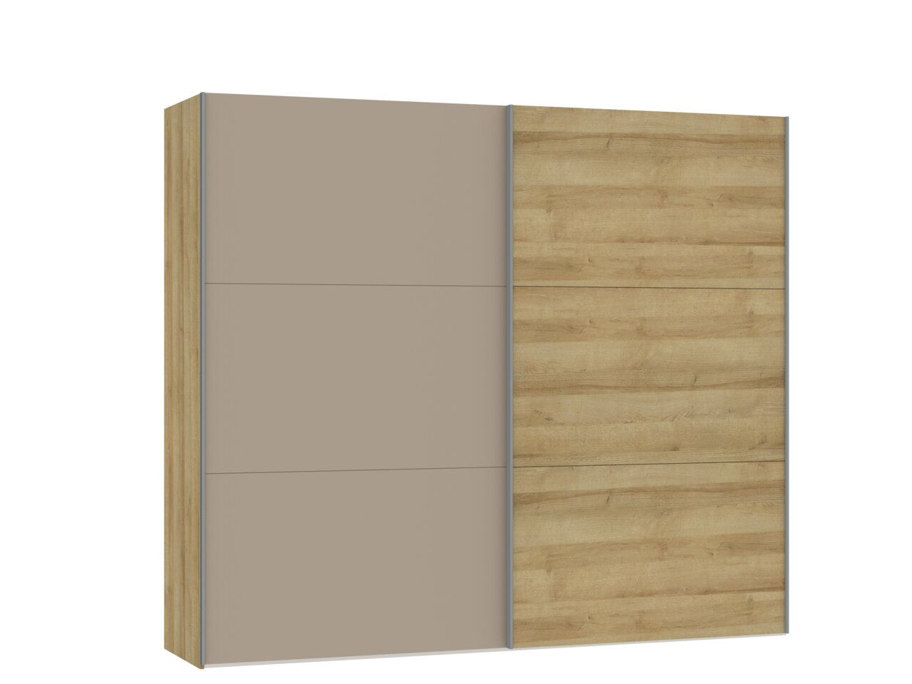 Jutzler Hangende kast met 2 deuren JUTZLER Kast met twee zweefdeuren in houtlook en een beige voorkant, zijaanzicht