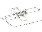 LED-Deckenleuchte mit modernem, geometrischem Design, seitliche Perspektive, Maße: 82,5 cm x 55 cm x 8 cm