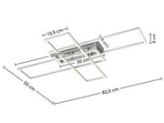 LED-Deckenleuchte mit modernem, geometrischem Design, seitliche Perspektive, Maße: 82,5 cm x 55 cm x 8 cm