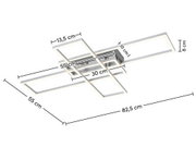 LED-Deckenleuchte mit modernem, geometrischem Design, seitliche Perspektive, Maße: 82,5 cm x 55 cm x 8 cm