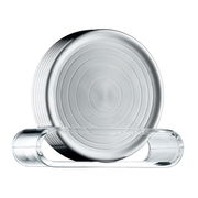 Gläserteller aus Glas mit kreisförmigem Muster, seitliche Perspektive