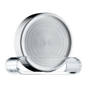 Gläserteller aus Glas mit kreisförmigem Muster, seitliche Perspektive