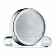 Gläserteller aus Glas mit kreisförmigem Muster, seitliche Perspektive