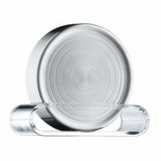 Gläserteller aus Glas mit kreisförmigem Muster, seitliche Perspektive