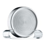 Gläserteller aus Glas mit kreisförmigem Muster, seitliche Perspektive