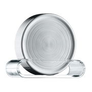 Gläserteller aus Glas mit kreisförmigem Muster, seitliche Perspektive