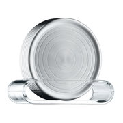 Gläserteller aus Glas mit kreisförmigem Muster, seitliche Perspektive