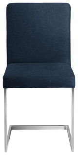 Moderano Freischwinger-Stuhl LUPO II in dunkelblauem Stoffbezug, Vorderansicht