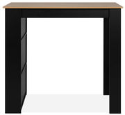 Moderner Bartisch mit schwarzem Gestell und heller Holzplatte, Frontalansicht
