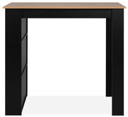 Moderner Bartisch mit schwarzem Gestell und heller Holzplatte, Frontalansicht