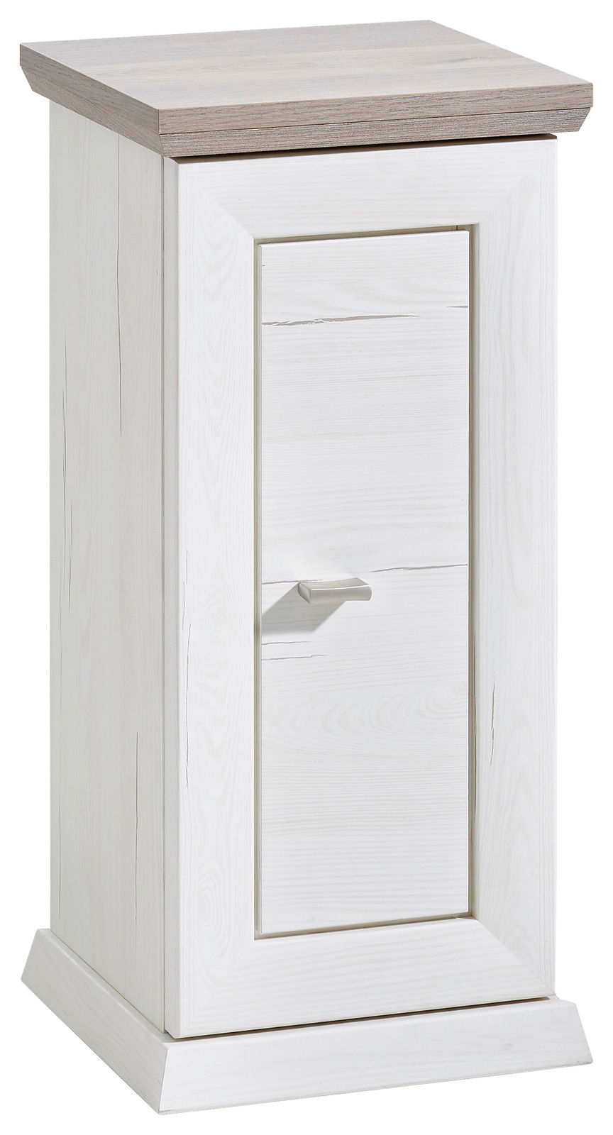 Hom´in Beistelltisch 1-trg. CAMRON Weißer Beistelltisch mit einer Tür, Holzoptik, Frontansicht
