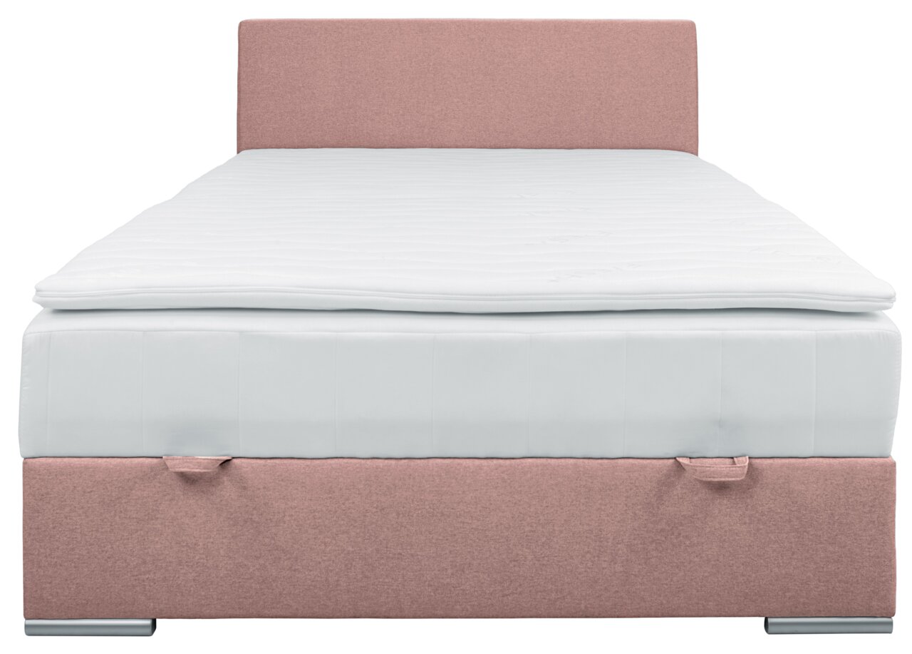 Boxbed 140 in roze en wit, vooraanzicht