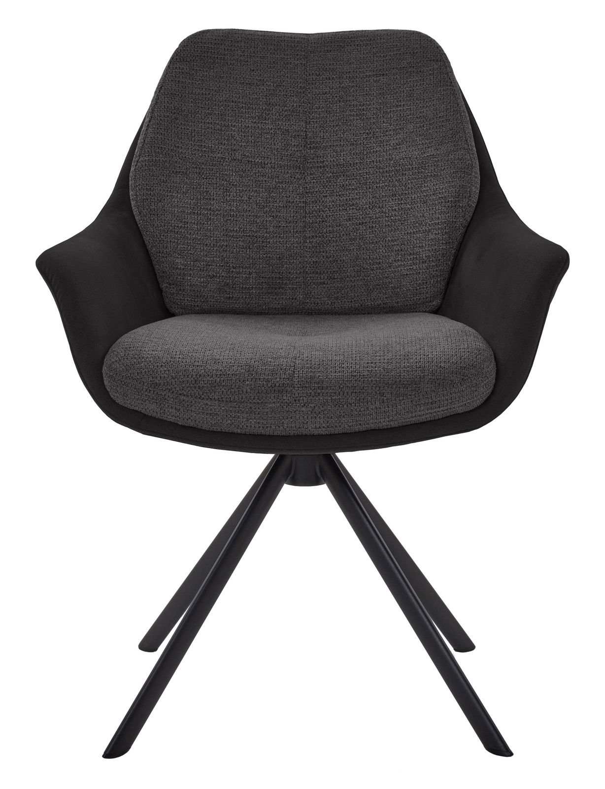 Moderner Armlehnstuhl in Schwarz und Grau, Vorderansicht