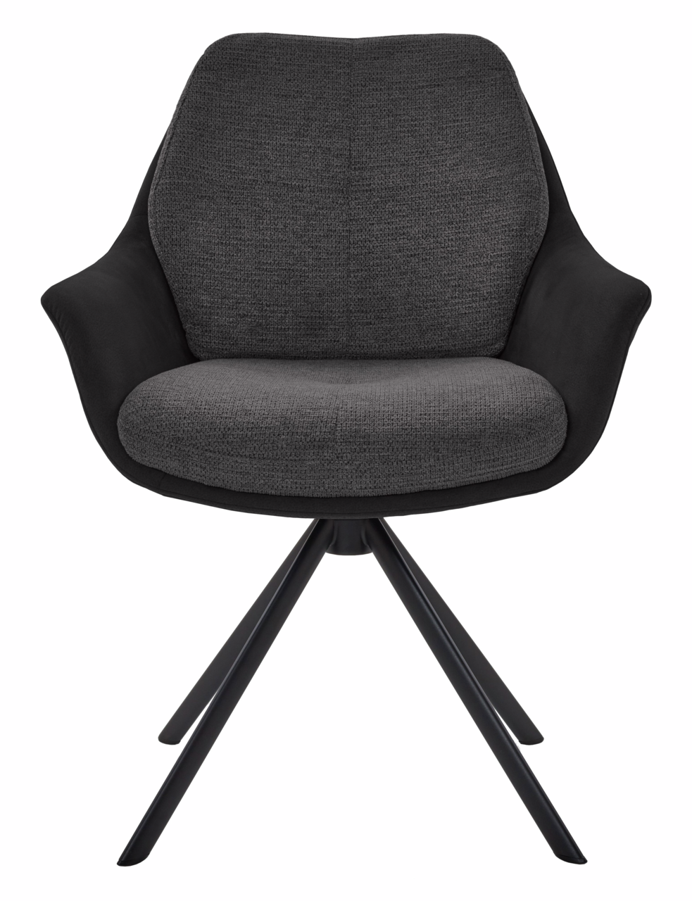 Moderner Armlehnstuhl in Schwarz und Grau, Vorderansicht