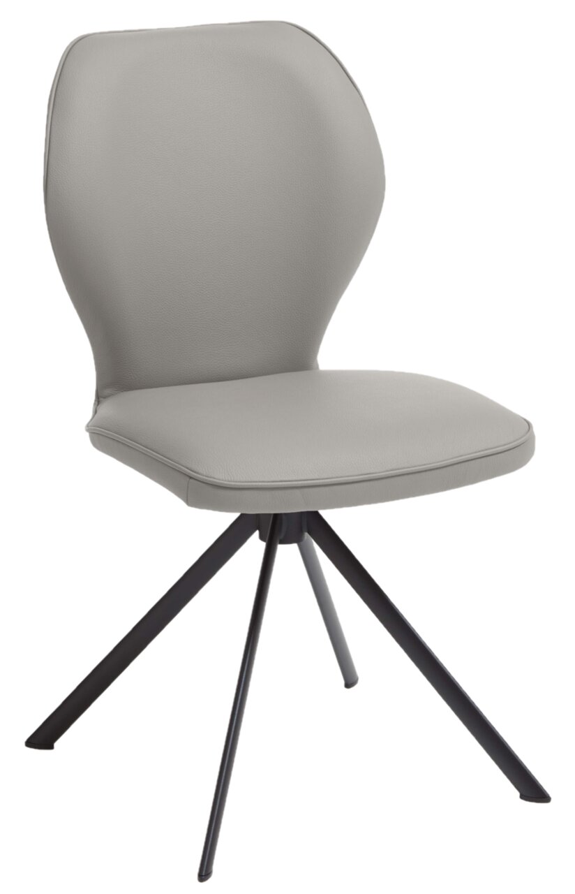 Valdera Stuhl COLORADO-TREND-LINE Moderner grauer Stuhl mit gepolsterter Sitzfläche und Rückenlehne, auf schwarzem Metallgestell, seitliche Perspektive