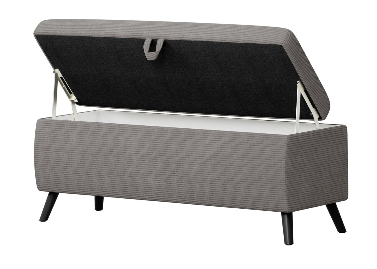 Esposa Bettbank BOSA Graue Bettbank mit aufklappbarem Deckel, seitliche Perspektive