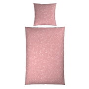 Roze beddengoedset met bloemenpatroon, bovenaanzicht