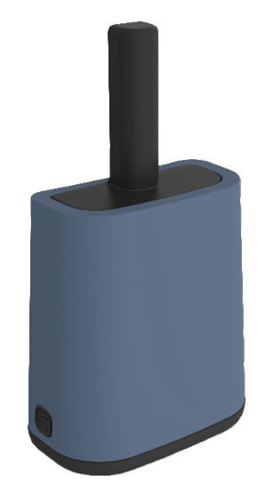 Blaues Katzenstreu Reinigungsset mit schwarzem Griff, seitliche Perspektive