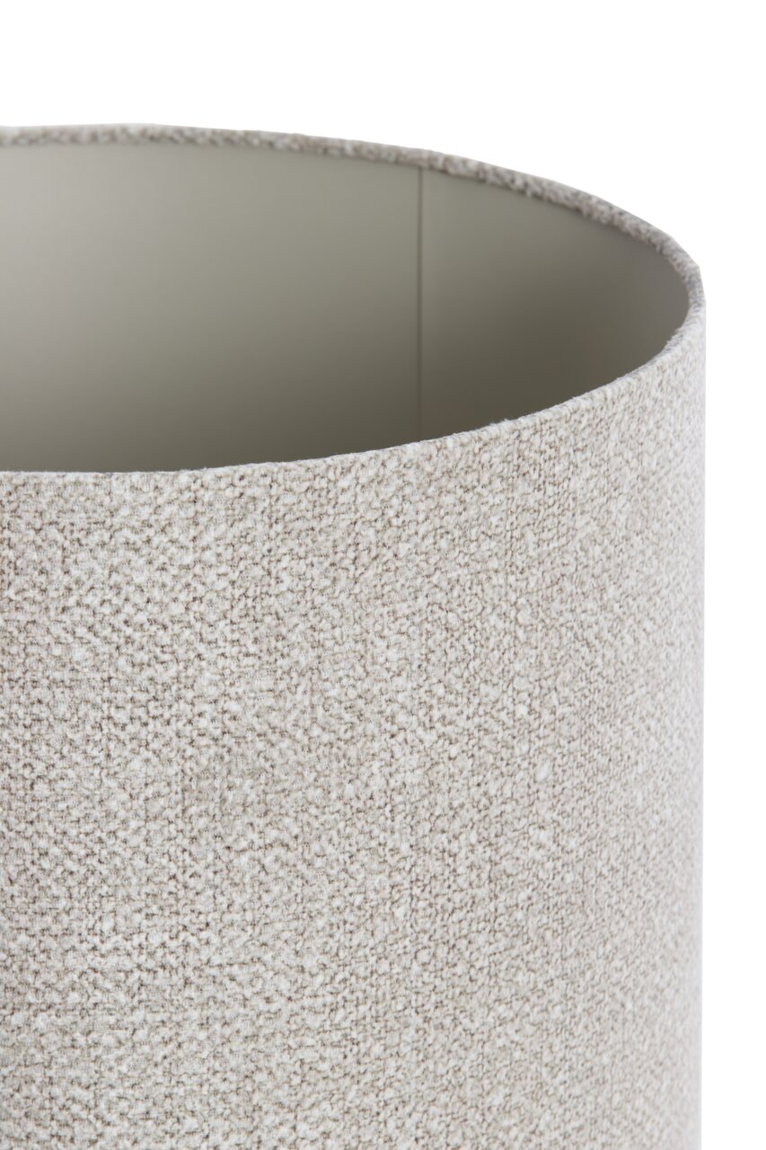 Light&Living Lampenschirm BRANDY Nahaufnahme eines zylindrischen, hellgrauen Lampenschirms mit texturierter Oberfläche, von oben betrachtet.