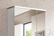 Spiegelschrank mit moderner LED-Beleuchtung, seitliche Perspektive