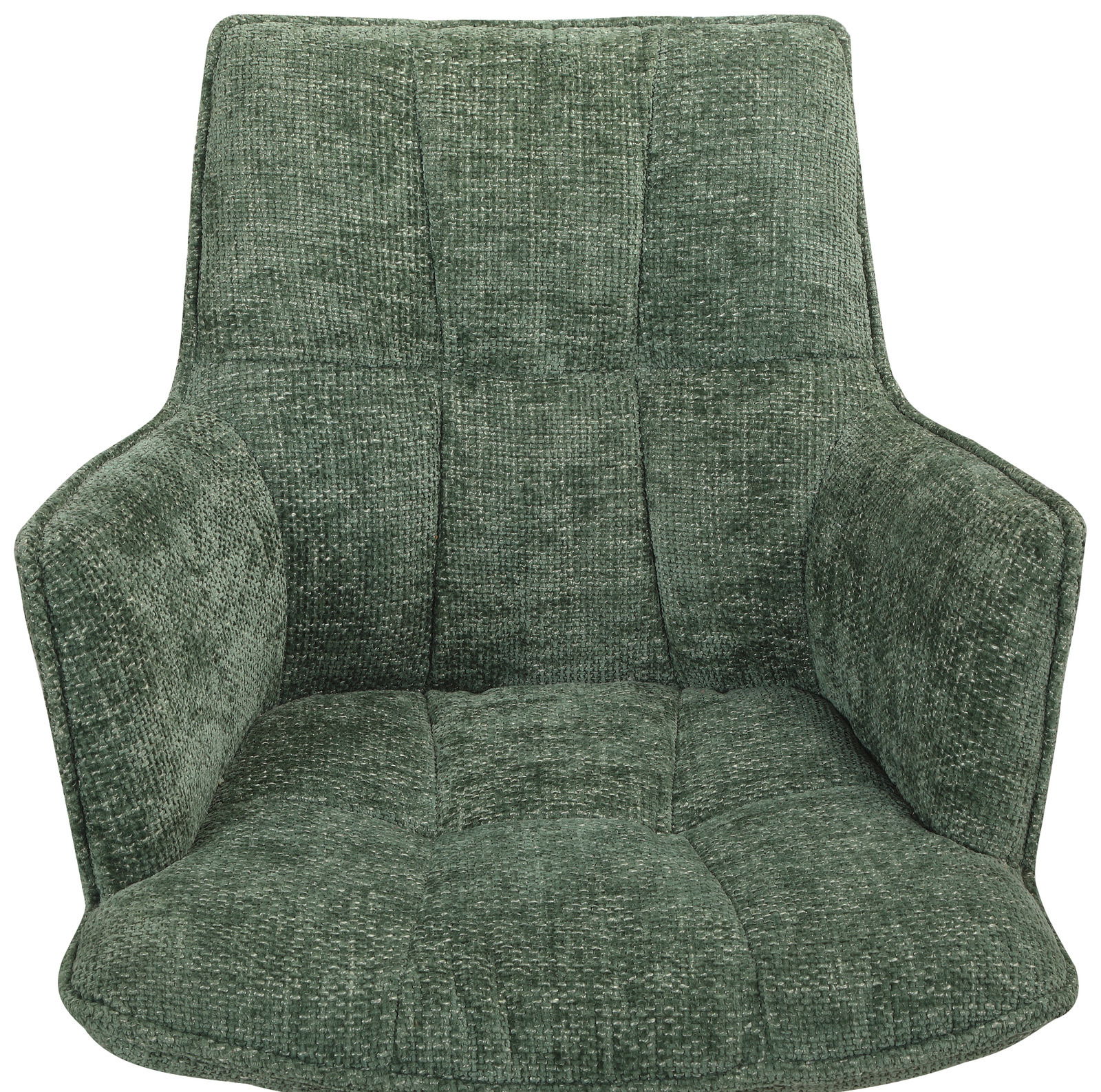 Grüner Sessel mit gepolstertem Stoffbezug, Vorderansicht