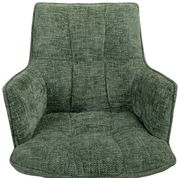 Grüner Sessel mit gepolstertem Stoffbezug, Vorderansicht