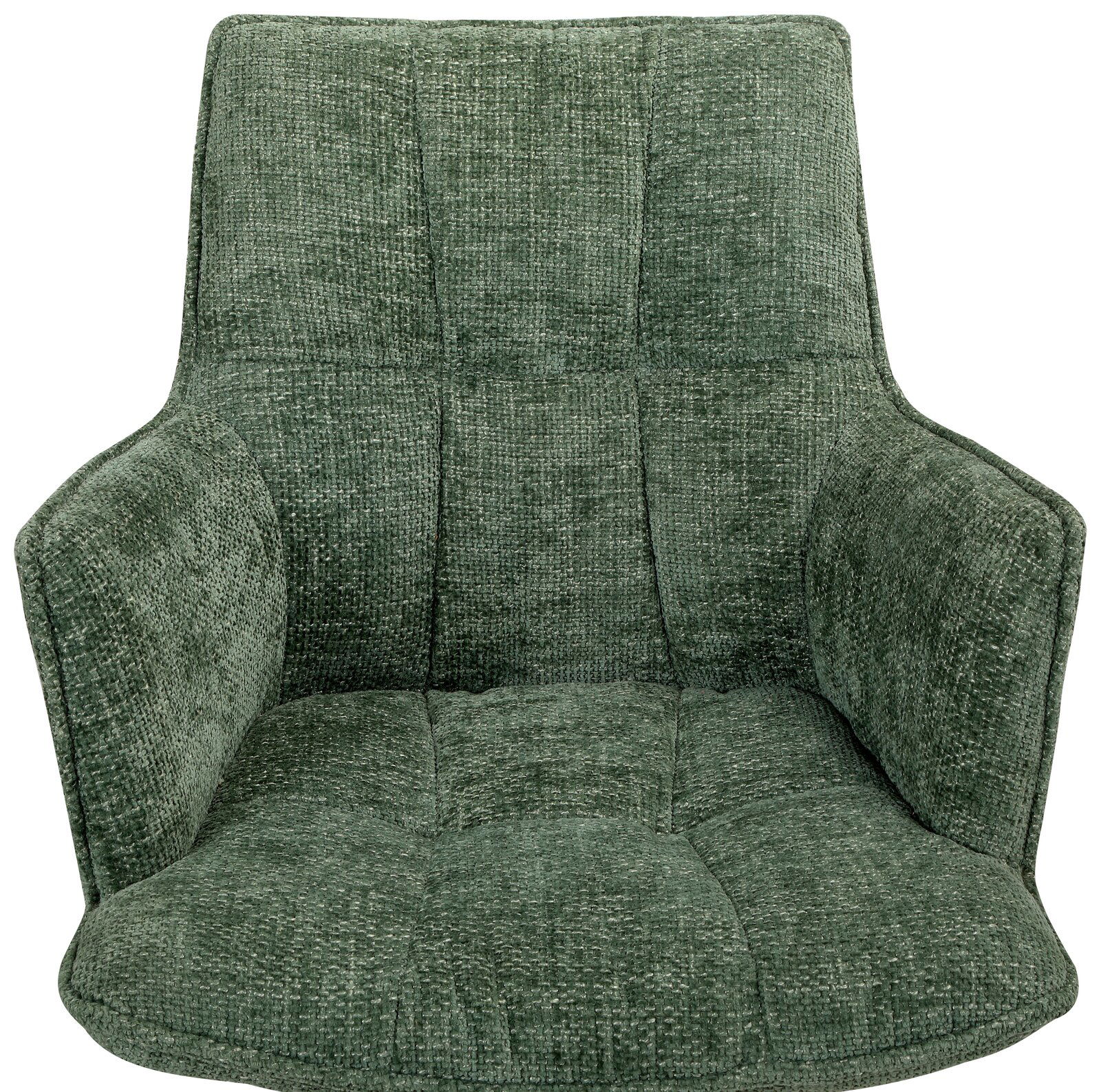 Grüner Sessel mit gepolstertem Stoffbezug, Vorderansicht