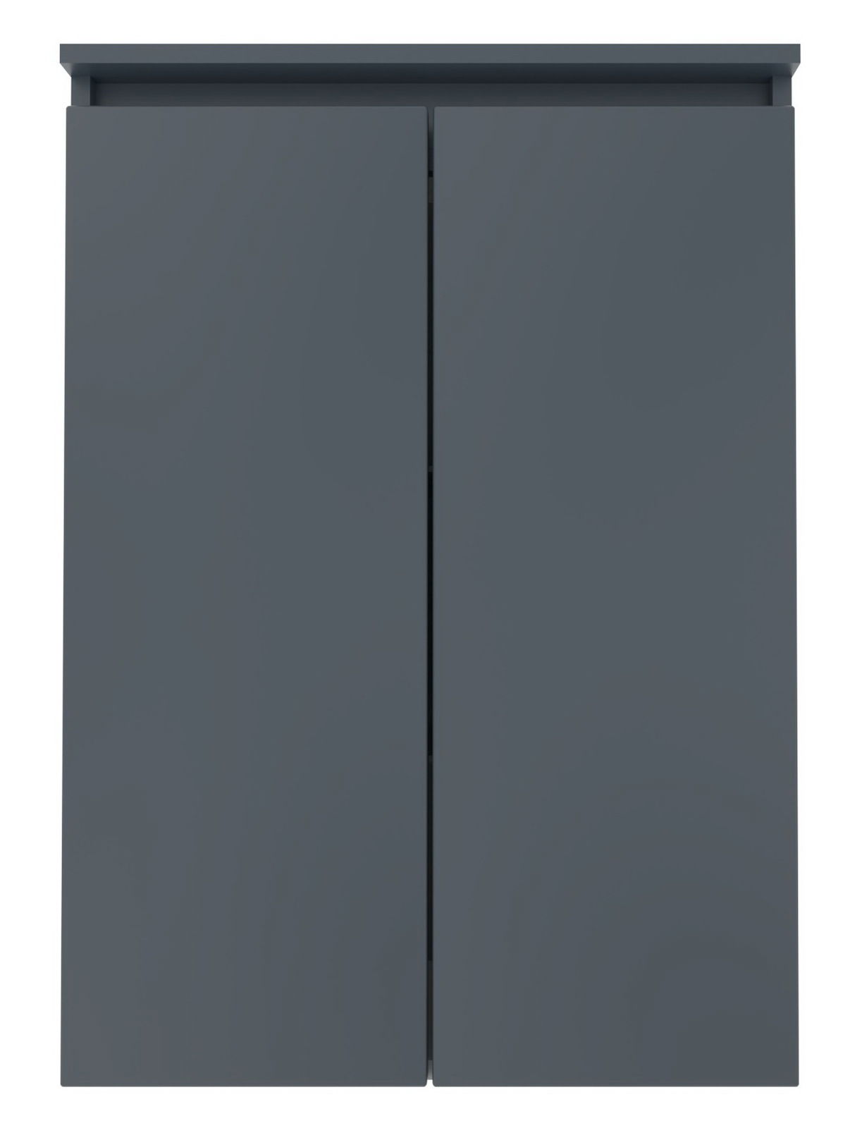 Frontansicht eines modernen, dunkelgrauen Highboards mit zwei Türen.