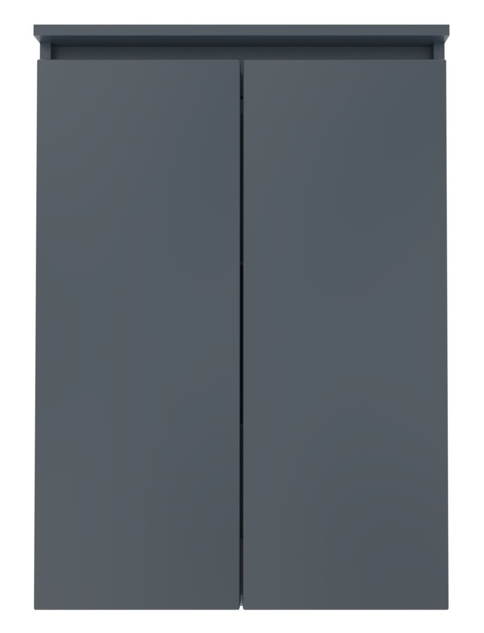 Frontansicht eines modernen, dunkelgrauen Highboards mit zwei Türen.