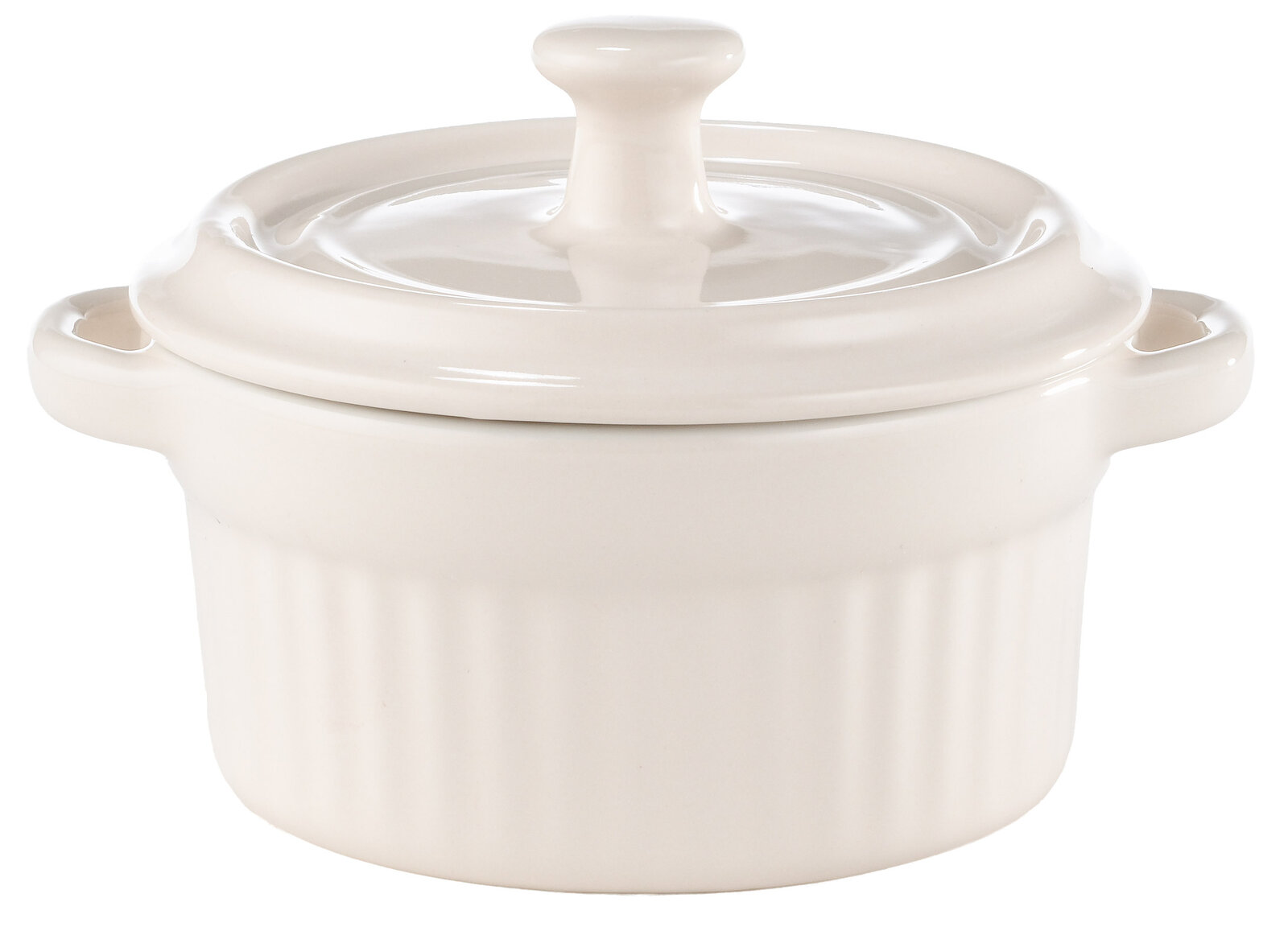 Zurbrüggen Mini-Cocotte Weiße Mini-Cocotte mit Deckel, seitliche Perspektive