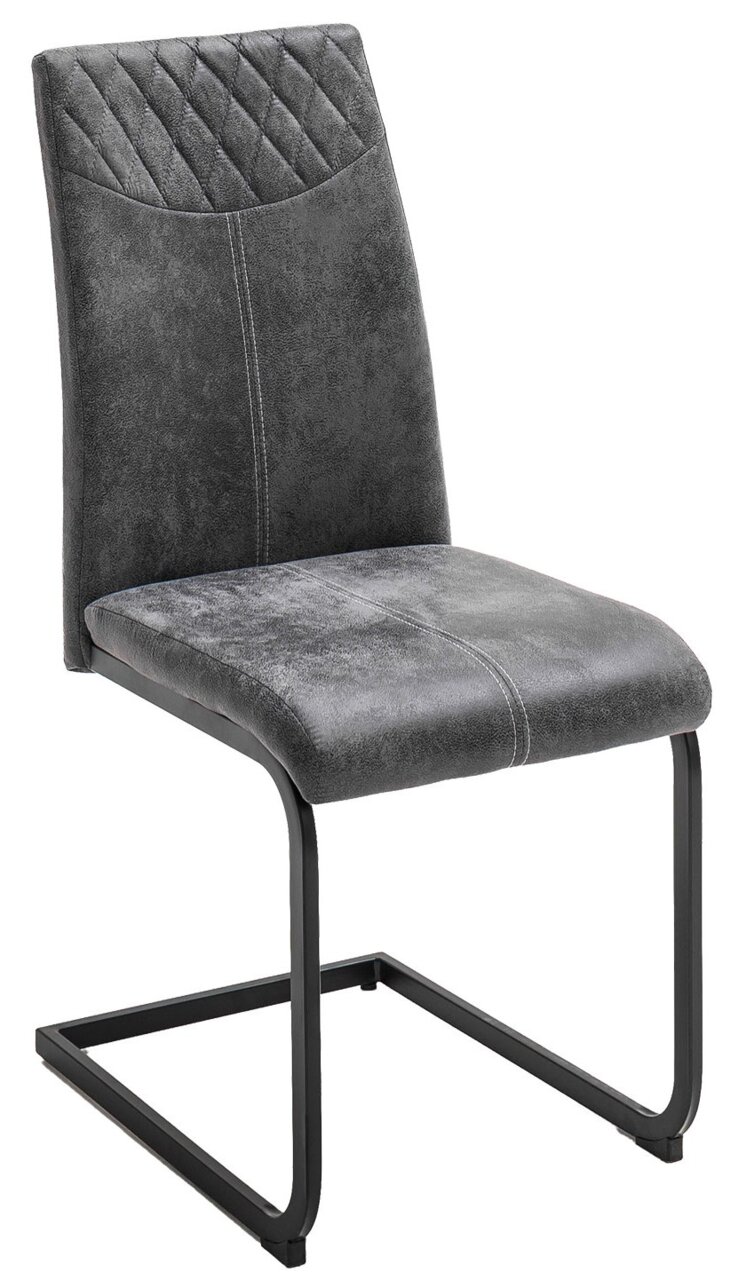 Ti´me Schwingstuhl AOSTE Grauer Schwingstuhl mit gepolsterter Sitzfläche und Rückenlehne, seitliche Perspektive