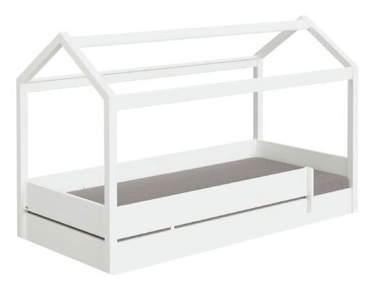 Paidi Kuschelbett plus TINY-HOUSE Weißes Kinderbett in Hausform, seitliche Perspektive