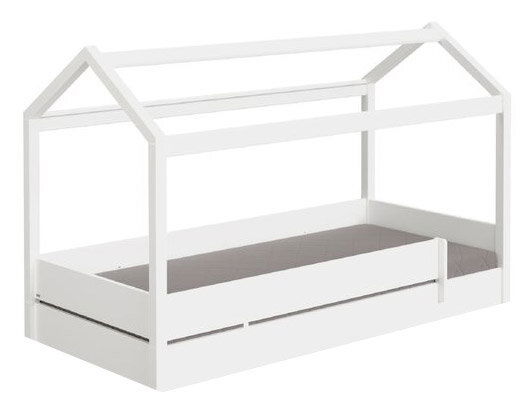 Paidi Kuschelbett plus TINY-HOUSE Weißes Kinderbett in Hausform, seitliche Perspektive