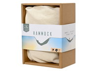 Verpackte Hängematte aus Polyester-Baumwoll-Mischung in einer Kartonverpackung, Vorderansicht