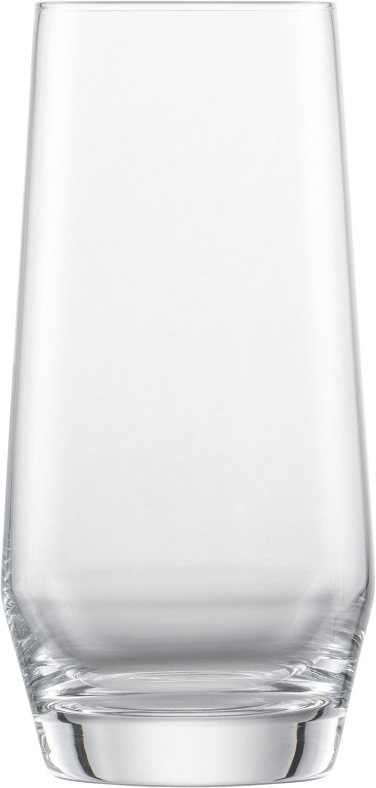 Ein elegantes Longdrinkglas Pure in Nahaufnahme, frontal fotografiert.