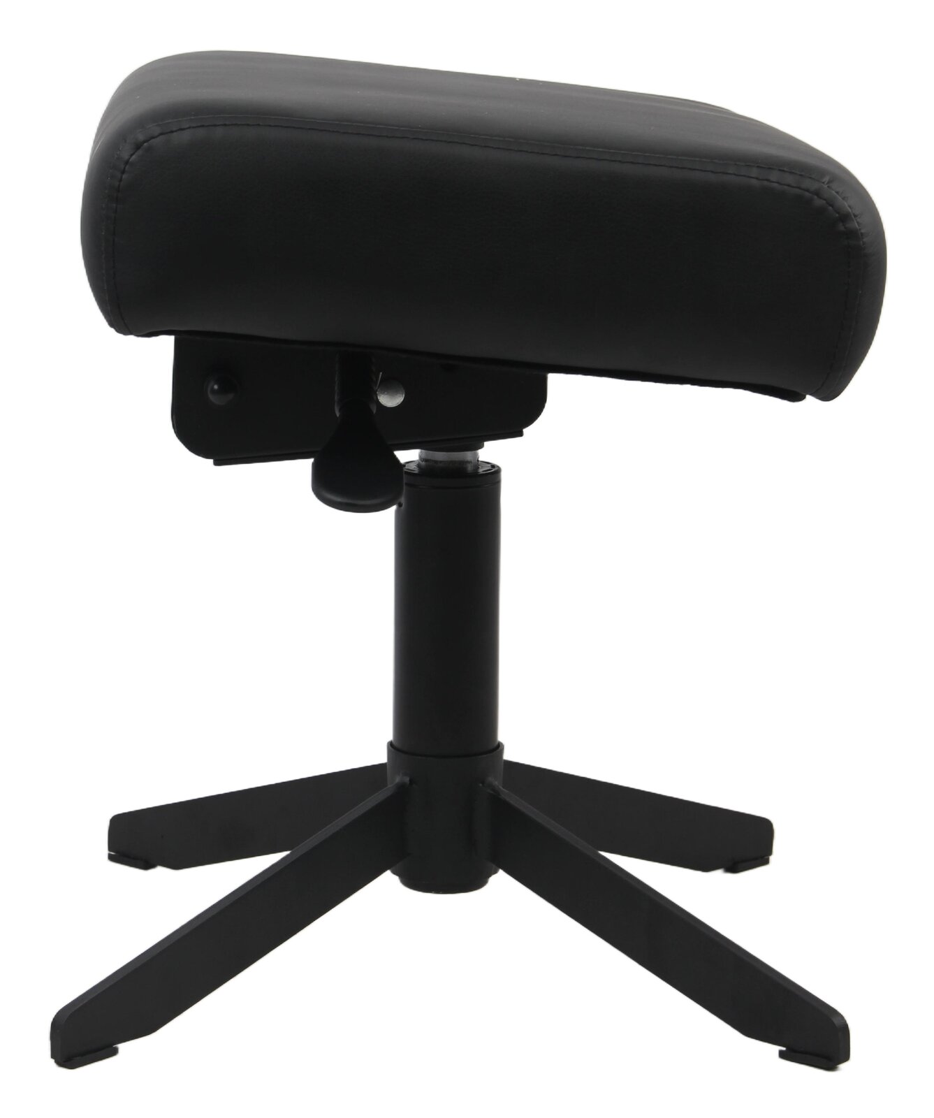 BXGAMING Gaming Hocker NILSON Schwarzer Gaming Hocker aus seitlicher Perspektive mit gepolsterter Sitzfläche und stabilem Fußgestell.