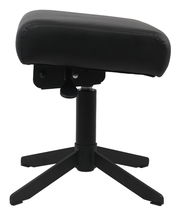 Schwarzer Gaming Hocker aus seitlicher Perspektive mit gepolsterter Sitzfläche und stabilem Fußgestell.