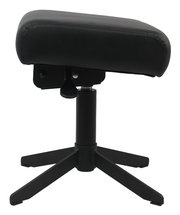 Schwarzer Gaming Hocker aus seitlicher Perspektive mit gepolsterter Sitzfläche und stabilem Fußgestell.