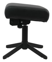 Schwarzer Gaming Hocker aus seitlicher Perspektive mit gepolsterter Sitzfläche und stabilem Fußgestell.