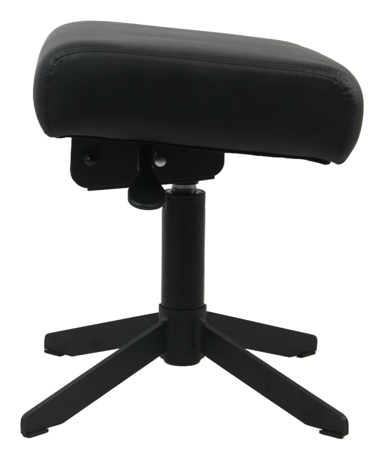 BXGAMING Gaming Hocker NILSON Schwarzer Gaming Hocker aus seitlicher Perspektive mit gepolsterter Sitzfläche und stabilem Fußgestell.