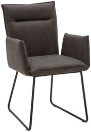 Moderner Sessel Valnatura Serie SCALA in dunklem Stoffbezug, seitliche Perspektive