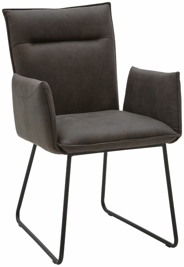 Moderner Sessel Valnatura Serie SCALA in dunklem Stoffbezug, seitliche Perspektive