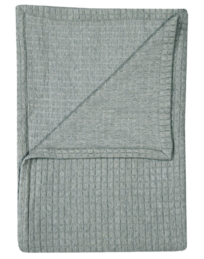 Kayori Plaid MOFU Graues Plaid 150x220cm, gefaltet, aus der Vogelperspektive fotografiert